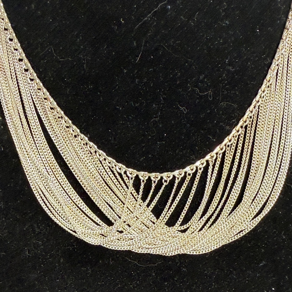 STERLING SILVER STATEMENT BIB NECKLACE FINE 925 6193